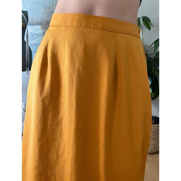 Vintage egg yolk yellow straight skirt midi size 8 fully lined - Picture 2 of 8